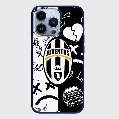 Чехол iPhone 13 Pro Lill Peep x juventus logo / 3D-Тёмно-синий – фото 1