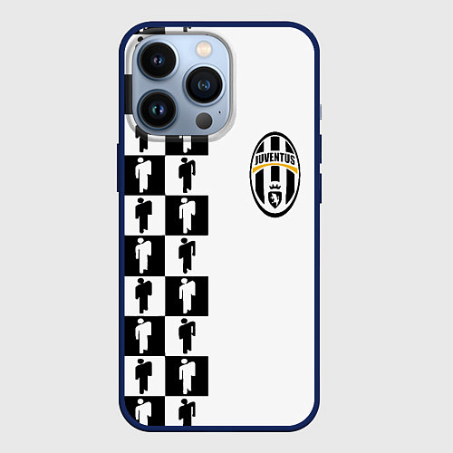 Чехол iPhone 13 Pro Ювентус паттерн люди / 3D-Тёмно-синий – фото 1