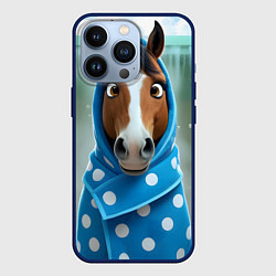 Чехол для iPhone 13 Pro Конь в полотенце, цвет: 3D-тёмно-синий