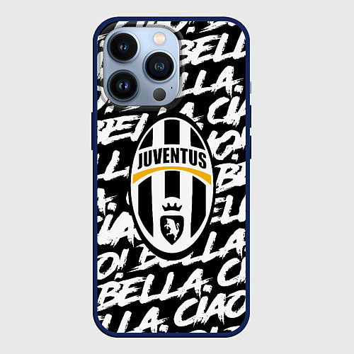 Чехол iPhone 13 Pro Juventus serial pattern / 3D-Тёмно-синий – фото 1