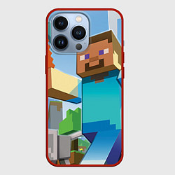 Чехол для iPhone 13 Pro Minecraft World, цвет: 3D-красный
