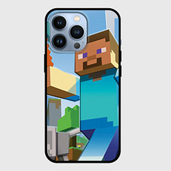 Чехол для iPhone 13 Pro Minecraft World, цвет: 3D-черный