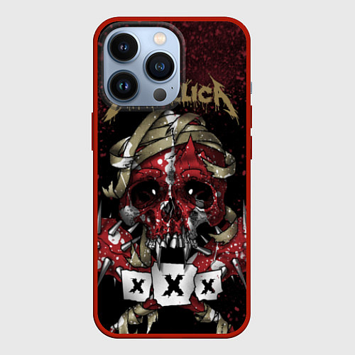 Чехол iPhone 13 Pro Metallica: XXX / 3D-Красный – фото 1