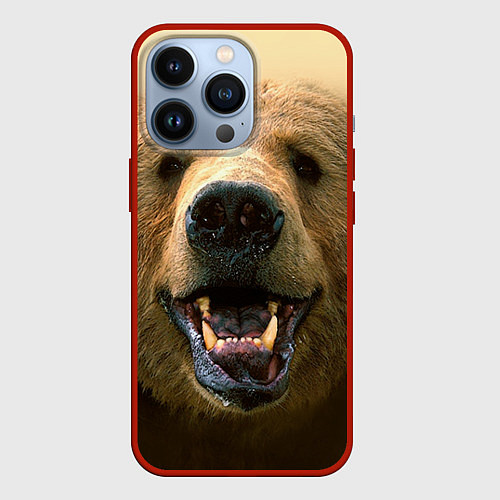 Чехол iPhone 13 Pro Взгляд медведя / 3D-Красный – фото 1