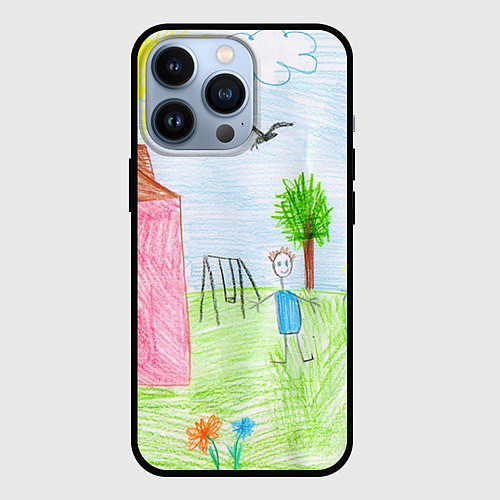 Чехол iPhone 13 Pro Детские рисунки / 3D-Черный – фото 1