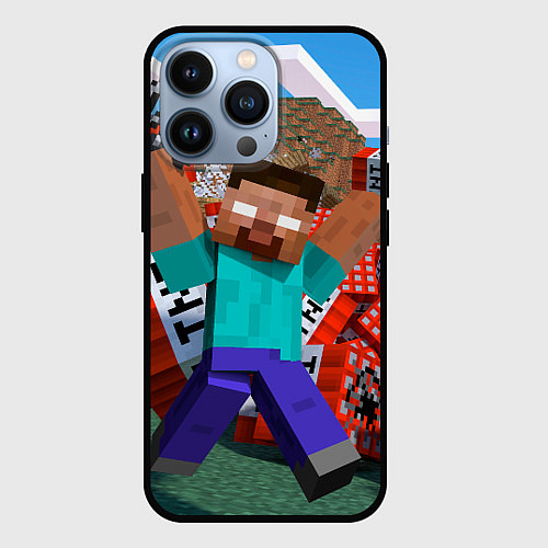 Чехол iPhone 13 Pro Minecraft Man / 3D-Черный – фото 1