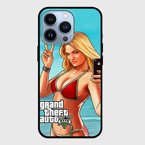 Чехол iPhone 13 Pro GTA 5: Selfie Girl / 3D-Черный – фото 1