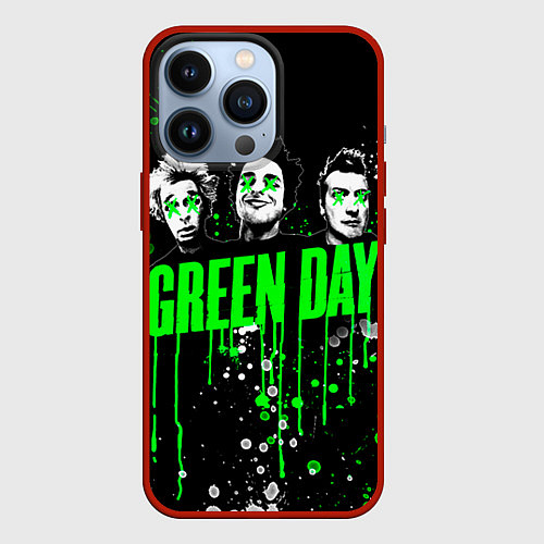 Чехол iPhone 13 Pro Green Day: Acid Colour / 3D-Красный – фото 1