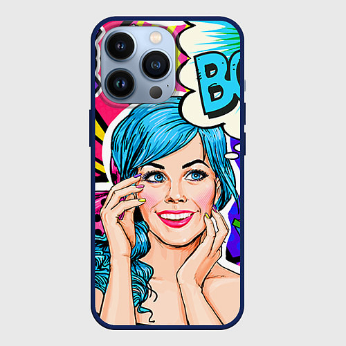 Чехол iPhone 13 Pro Pop art / 3D-Тёмно-синий – фото 1