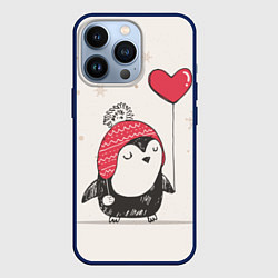 Чехол для iPhone 13 Pro Влюбленный пингвин, цвет: 3D-тёмно-синий