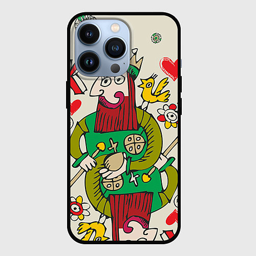 Чехол iPhone 13 Pro Червовый король / 3D-Черный – фото 1