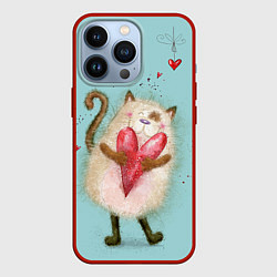 Чехол для iPhone 13 Pro Котик, цвет: 3D-красный