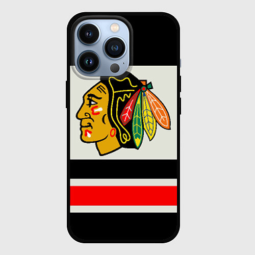 Чехол iPhone 13 Pro Chicago Blackhawks / 3D-Черный – фото 1