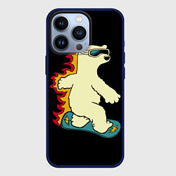 Чехол для iPhone 13 Pro Мишка на борде, цвет: 3D-тёмно-синий
