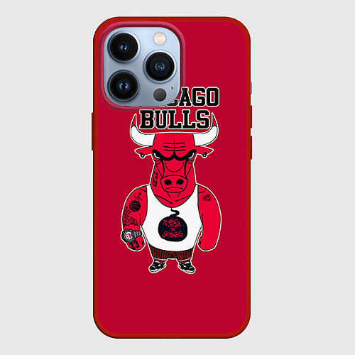 Чехол iPhone 13 Pro Chicago bulls / 3D-Красный – фото 1