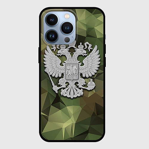 Чехол iPhone 13 Pro Камуфляж и герб / 3D-Черный – фото 1