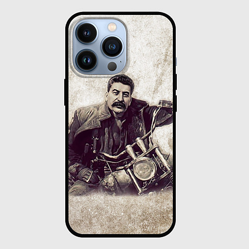 Чехол iPhone 13 Pro Сталин байкер / 3D-Черный – фото 1