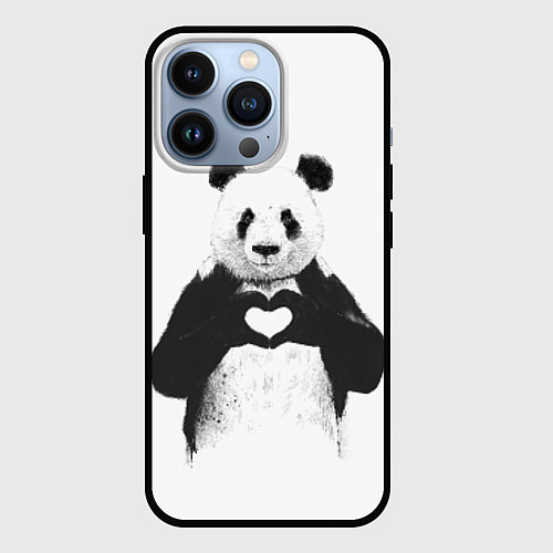 Чехол iPhone 13 Pro Panda Love / 3D-Черный – фото 1