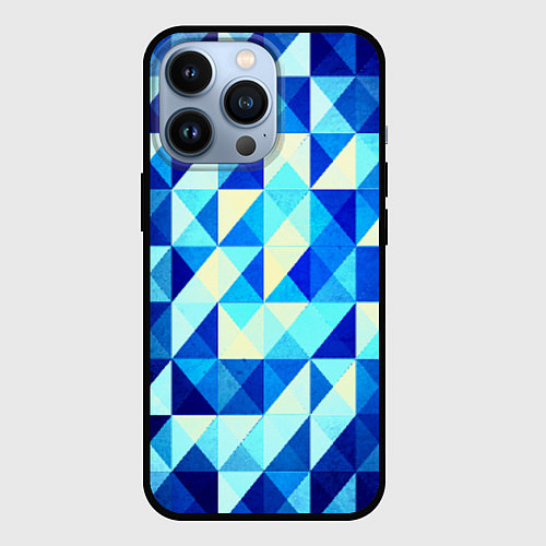 Чехол iPhone 13 Pro Синяя геометрия / 3D-Черный – фото 1