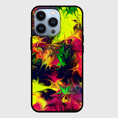 Чехол iPhone 13 Pro Кислотный взрыв / 3D-Черный – фото 1