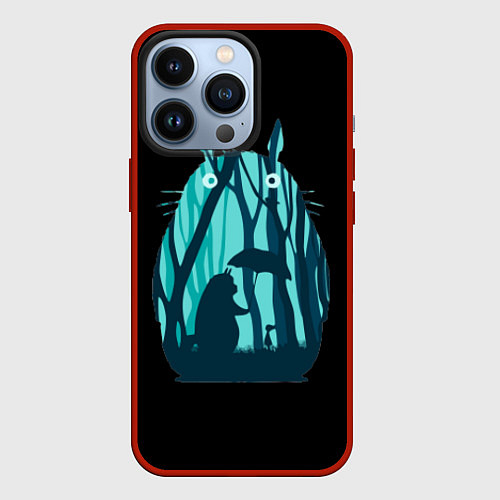 Чехол iPhone 13 Pro Тоторо в лесу / 3D-Красный – фото 1