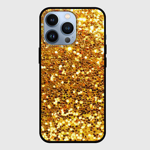 Чехол iPhone 13 Pro Золотое мерцание / 3D-Черный – фото 1