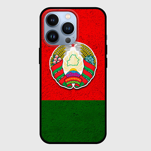 Чехол iPhone 13 Pro Герб Беларуси / 3D-Черный – фото 1
