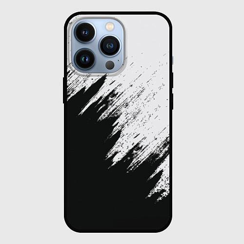 Чехол iPhone 13 Pro Черно-белый разрыв / 3D-Черный – фото 1