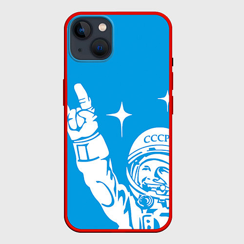 Чехол iPhone 14 Plus Гагарин рокер / 3D-Красный – фото 1