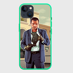 Чехол для iPhone 14 Plus GTA V: Michael, цвет: 3D-мятный