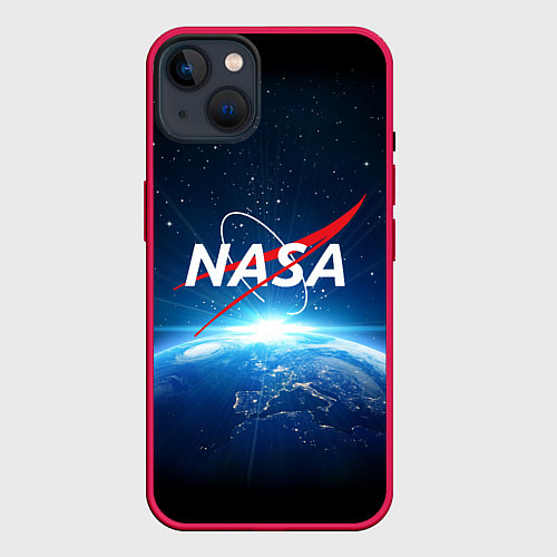 Чехол iPhone 14 Plus NASA: Sunrise Earth / 3D-Малиновый – фото 1
