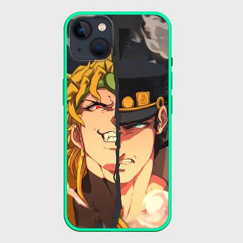 Чехол iPhone 14 Plus Dio Brando x Jotaro / 3D-Мятный – фото 1