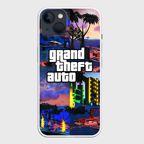 Чехол iPhone 14 Plus GTA / 3D-Белый – фото 1