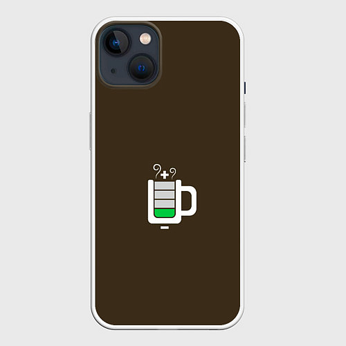 Чехол iPhone 14 Plus Батарейка заряд чашка кофе / 3D-Белый – фото 1