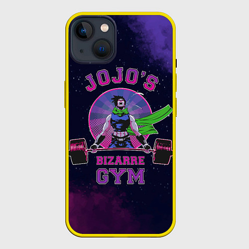 Чехол iPhone 14 Plus JoJo’s Bizarre Adventure Gym / 3D-Желтый – фото 1