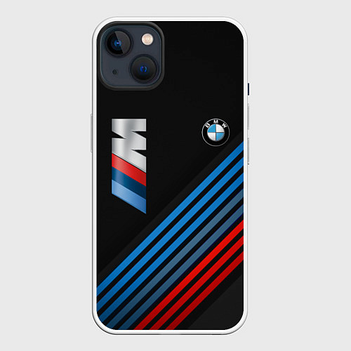 Чехол iPhone 14 Plus BMW STRIPE / 3D-Белый – фото 1