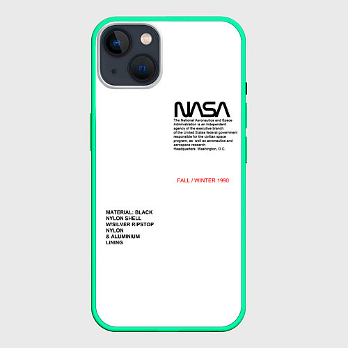 Чехол iPhone 14 Plus NASA БЕЛАЯ ФОРМА / 3D-Мятный – фото 1