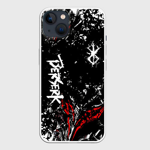 Чехол iPhone 14 Plus Берсерк Черная маска / 3D-Белый – фото 1