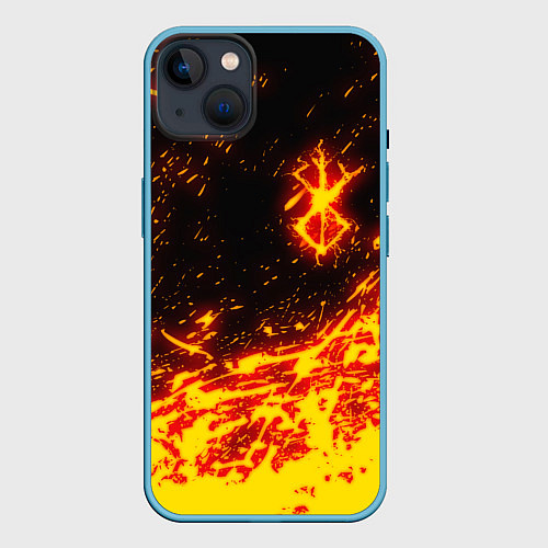 Чехол iPhone 14 Plus БЕРСЕРК ОГНЕННОЕ КЛЕЙМО / 3D-Голубой – фото 1