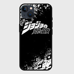 Чехол для iPhone 14 Plus JOJOS BIZARRE ADVENTURE БРЫЗГИ КРАСОК СИМВОЛЫ, цвет: 3D-черный