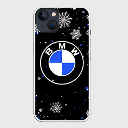 Чехол для iPhone 14 Plus НОВОГОДНИЙ БМВ НОВЫЙ ГОД BMW, цвет: 3D-белый