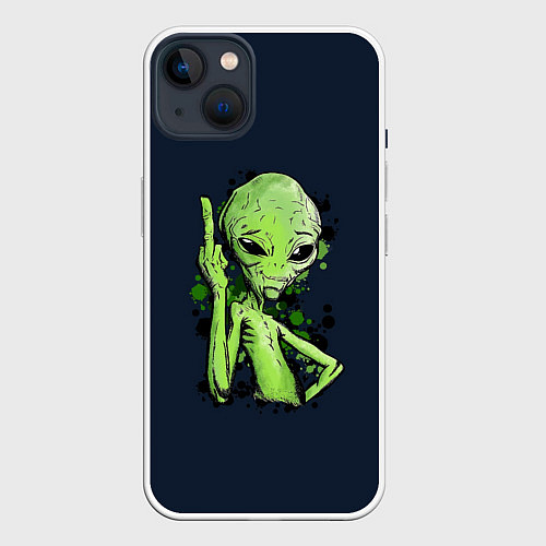 Чехол iPhone 14 Plus Не Дружелюбный пришелец / 3D-Белый – фото 1