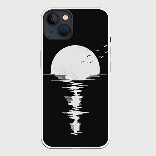 Чехол iPhone 14 Plus Лунная Музыкальная Дорожка / 3D-Белый – фото 1