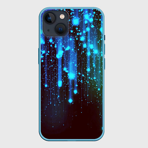 Чехол iPhone 14 Plus Звездопад Звёздный дождь / 3D-Голубой – фото 1