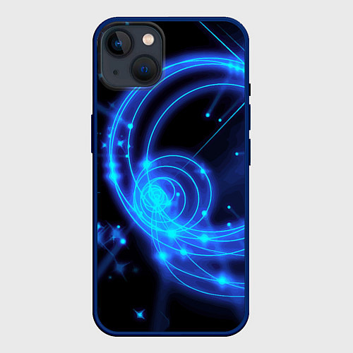 Чехол iPhone 14 Plus Неоновый космос Neon space / 3D-Тёмно-синий – фото 1