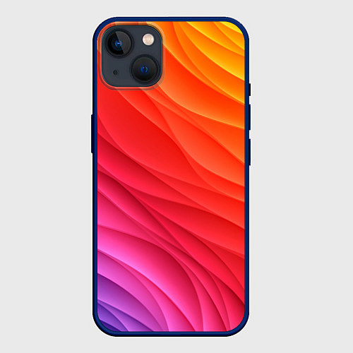 Чехол iPhone 14 Plus Разноцветные цифровые волны / 3D-Тёмно-синий – фото 1