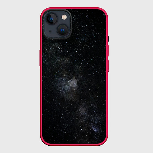 Чехол iPhone 14 Plus Лонгслив Звезды и космос / 3D-Малиновый – фото 1
