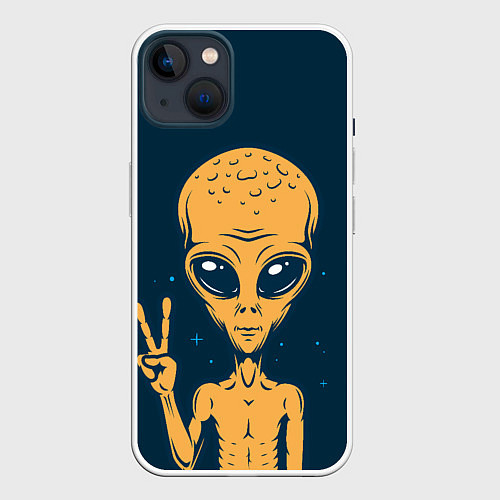 Чехол iPhone 14 Plus Привет их космоса / 3D-Белый – фото 1