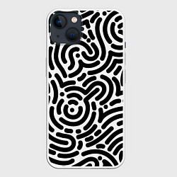 Чехол для iPhone 14 Plus Округлый Лабиринт, цвет: 3D-белый
