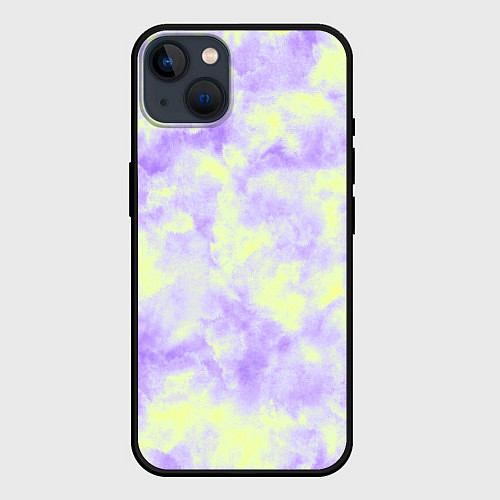 Чехол iPhone 14 Plus Нежный желто-фиолетовый тай дай / 3D-Черный – фото 1